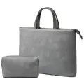 Сумка для ноутбука MyPads M120947 из качественной импортной эко-кожи женская модная для ноутбуков Acer Honor Xiaomi MSI Macbook + сумочка для аксессуаров серого цвета (12 дюймов)