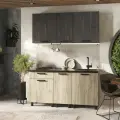 Кухонный гарнитур Эдинбург 1.6м, Дуб крафт серый/Железный камень/Черный