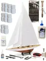 Сборная модель корабля для начинающих от Amati (Италия), Яхта Rainbow (Радуга) с инструментами х2 , парусами, красками, лаком, клеем, 120 часов, 680х85x510 мм, М.1:80
