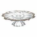 Ваза для фруктов/торта плоская на ножке Плантика Gold матовое золото 35 см, 1 шт, Aurum Crystal