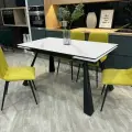 Стол обеденный раскладной СТОУН в керамике, белый мрамор, 140(200)х80 см