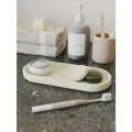 Декоративный поднос для ванной, подставка для косметики Astrid S, 26x11см, бетон, кремовый матовый