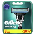 GILLETTE Mach 3 Сменные кассеты для бритья с 3 лезвиями, мужские, 8 шт