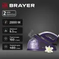 Парогенератор BRAYER BR4152, 2800 Вт, пар 160 г/мин, керамическая подошва, самоочистка, антикапля, цвет фиолетовый