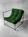 Кресло мягкое удобное для отдыха, уличное, на балкон, на веранду, в стиле лофт, минимализм, Флафф юнит велюр зеленый