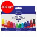 Комплект 100 шт, Восковые мелки утолщенные BRAUBERG академия, набор 12 цветов, на масляной основе, яркие цвета, 227295