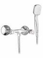 Смеситель для душа без излива с душевым набором и вентильными ручками, цвет глянцевый хром