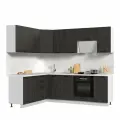 Кухонный гарнитур угловой, без столешницы, Пасаденна, 180х240см Белый / Угольный Камень