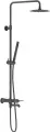 Душевая стойка Damixa Scandinavian Pure 936740300 с тропическим душем, со смесителем, с изливом, черный, латунная, рычаг сбоку с лейкой матовая