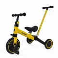 Велосипед трёхколёсный Pushsport, трансформер, желтый, 3 колеса, родительская ручка