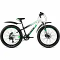 Велосипед горный SITIS CROSSER 24 HD (2024) Black-White-Green для мальчиков, 7 скоростей, на рост130-145 см