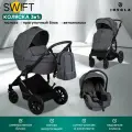 Коляска для новорожденных 3 в 1 Jovola Swift универсальная, всесезонная с автолюлькой, темно-серый