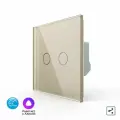 Умный выключатель сенсорный двухклавишный протокол EC, 1 пост, цвет шампань LIVOLO ORIGINAL