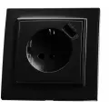 Розетка 1-местная с/з 250В, 16А с защитной шторкой и с USB, серия Эрна, PST16-9011-03, черный