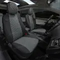 Чехлы Автопилот для LADA Granta / Datsun on-Do (задние спинка и сидение сплошные). Экокожа, ромб, черный, серый.