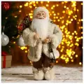Дед Мороз под ёлку Зимнее волшебство. В белой шубке, с фонариком и мешком , 30 см