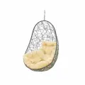 Подвесное кресло овал ротанг серое (без стойки), бежевая подушка