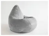 Мир Пуффов Кресло-мешок «Груша» размер- XXXXL, Велюр светло-серый, с ручкой для переноски