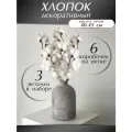 Сухоцветы хлопок для декора 3 ветки по 6 коробочек