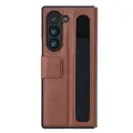 Кожаный чехол коричневого цвета от Nillkin для Samsung Galaxy Z Fold 6 5G, серия Aoge Leather Case с эластичным карманом для хранения S-pen