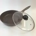 Ярославская сковородка 20см, коричневая, с крышкой, несъемная ручка