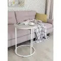 Стол журнальный приставной круглый кашемир/белый