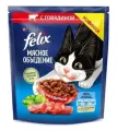 Сухой корм Felix Мясное объедение для взрослых кошек, с говядиной 600г 2 шт