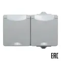 Розетка 2гн с З/К о/у серый гориз. IP65, 16A 11-2603-03 Эксперт ЭРА