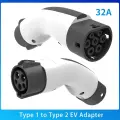 Универсальный адаптер типа 1 на тип 2, преобразователь зарядки электромобилей 32A, 7 кВт, 250 В, зарядное устройство SAE J1772 для электромобилей IEC 62196, тип 2, Type1 to Type2, Type2 для Type1