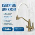 Смеситель для кухни с подключением фильтра питьевой воды; Haiba HB76822-5, латунь, цвет золотой