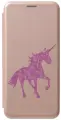 Чехол-книжка на Apple iPhone 14 Plus / Эпл Айфон 14 Плюс с рисунком Floral Unicorn золотистый