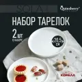 Тарелки набор из 2 шт. обеденные белые круглые с бортом 21 см Sola фарфор