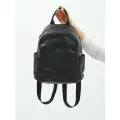 Сумка-рюкзак городской PouchMan, женский, натуральная кожа, 8 л, 22х30х13 см, черный