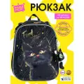 Ранец / рюкзак для девочки школьный ортопедический черный котик