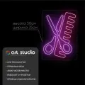 ART Studio Неоновая вывеска Ножницы и расческа 35х50 см для парикмахерской и салона красоты на подложке из акрила