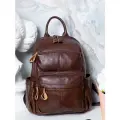 Рюкзак городской PouchMan, женский, натуральная кожа, 10 л, 24х32х13 см, темно-коричневый