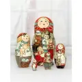 Матрешка деревянная детская развивающая игрушка Бублики 5 мест 12 см Орнамент
