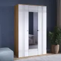 Шкаф распашной Кураж Вега Саксония 135х221,6х57,4 см трехдверный с зеркалом, белый