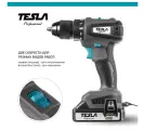 Аккумуляторная дрель шуруповерт бесщеточный Tesla TCD18BL 18В, 55Hm, 2акб, 2Ач, 1500 об/мин.