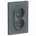 25 шт. Systeme Electric AtlasDesign Грифель, Розетка c заземлением двойная, 16А, в сборе, ATN000724