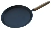 Сковорода блинная Камская посуда бл220 чугунная блинная 220х15 с деревянной ручкой
