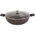 Сотейник 30см KUKMARA смк308а, алюминий, антипригарное, крышка стекло, кофейный мрамор
