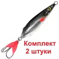 Блесна для рыбалки AQUA нерка 40,0g цвет 01 (серебро, черный металлик), 2 штуки в комплекте
