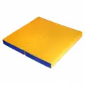Мат 100 х 100 х 10 см, 1 сложение, винилискожа, цвет синий/жёлтый
