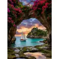Алмазная мозаика на подрамнике 40x50 см. BoomBoomShop. Парусник в цветочной арке