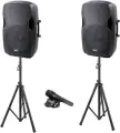 Gemini PA-SYS15 Комплект состоящий из 15 активной и 15 пассовной акустических систем с встроенным микшером и 2 шт. стойки-трипод