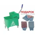 Тележка уборочная ведро на колесах 20л (2 секции по 10л) с отжимом зеленый цвет