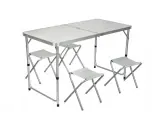 Стол складной туристический походный 120*60*70 + 4 стула серый