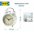 Будильник IKEA - DEKAD (декад), из стали, цвет белый, 14 х 10 см, 1 шт