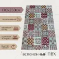Напольный коврик для ванной из вспененного ПВХ 130x250 см, бордовый/серый/белый, с рисунком